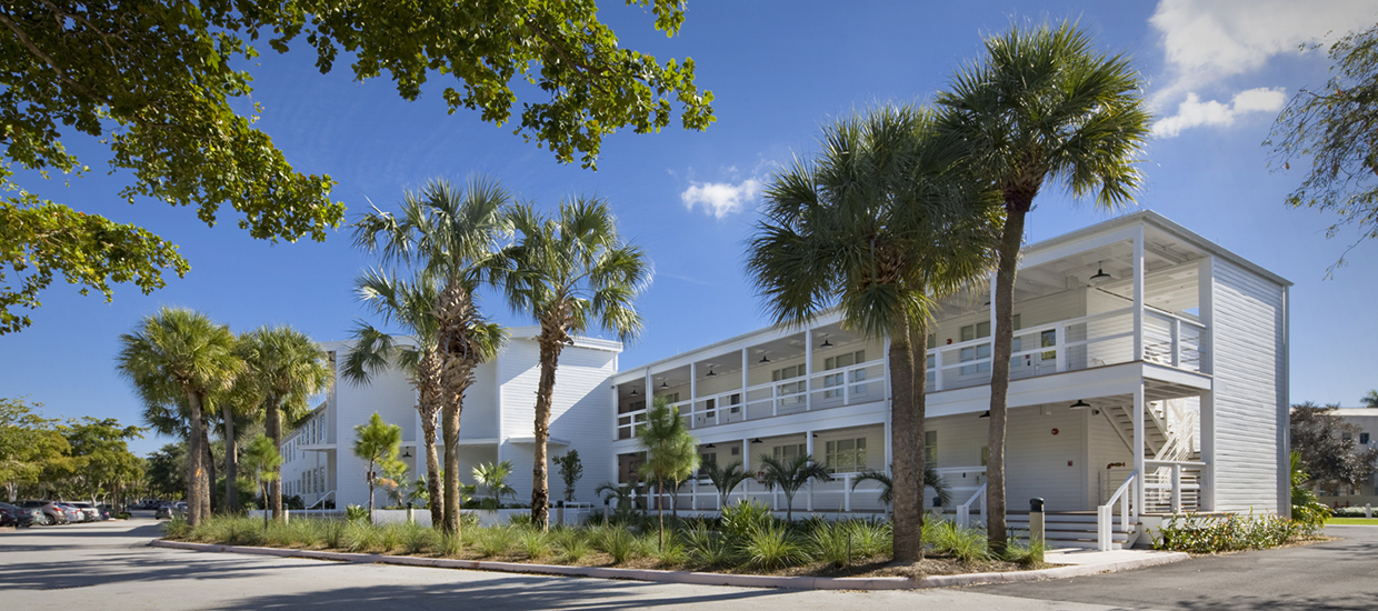 A photo of the historic Campo Sano building at the University of Miami Coral Gables campus.