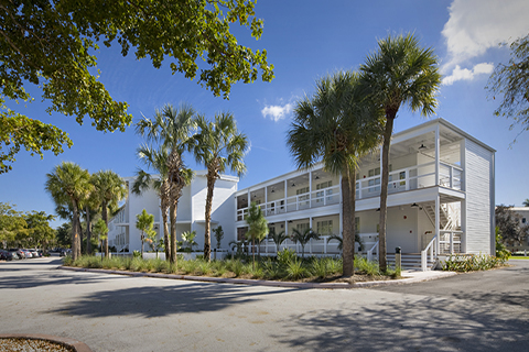 A photo of the historic Campo Sano building at the University of Miami Coral Gables campus.