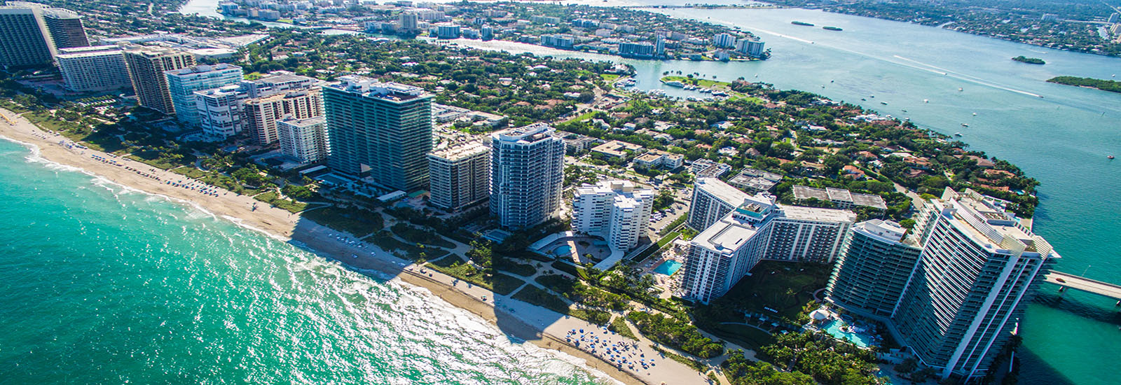 This is a stock photo. An aerial image of the Miami Beach coastline.